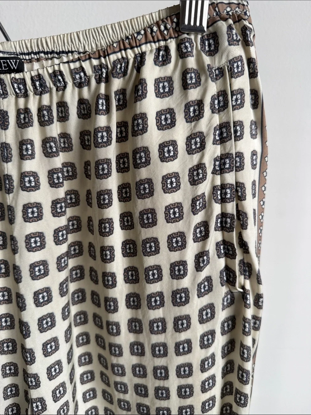 J. Crew Beige and Black Geometric Print Relaxed Pants